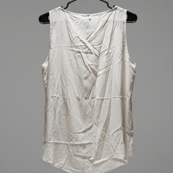 Eileen Fisher 100% Silk Tank, Cream, Size Large - Picture 2 of 5